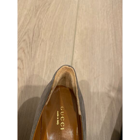 Gucci Suede Taupe Round Toe Heel Platform Pumps Taupe 36 - Picture 4 of 7